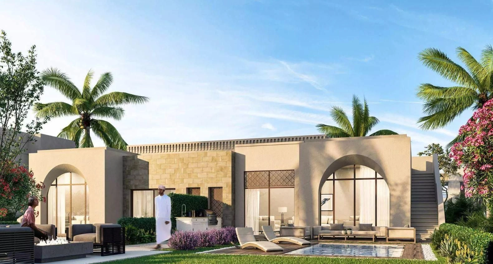 Новый роскошный комплекс апартаментов и таунхаусов на берегу моря с пляжем и причалом, Сифа, Оман