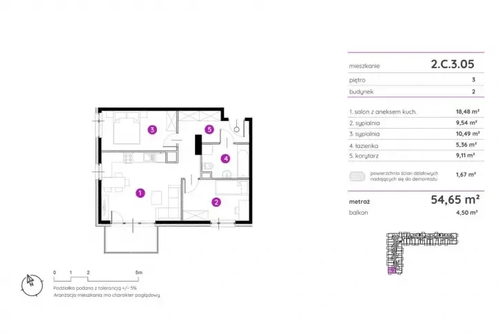Новая квартира 54 m2 в районе Zhegrze в Познани