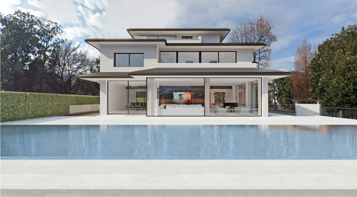 Вилла с панорамными окнами в престижном районе Милана, Италия