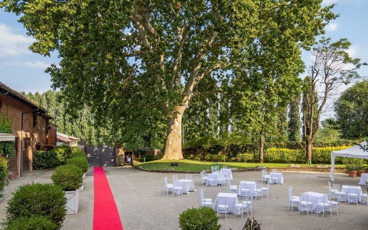 Castle in Alessandria in a medieval settlement in the hills, Italy