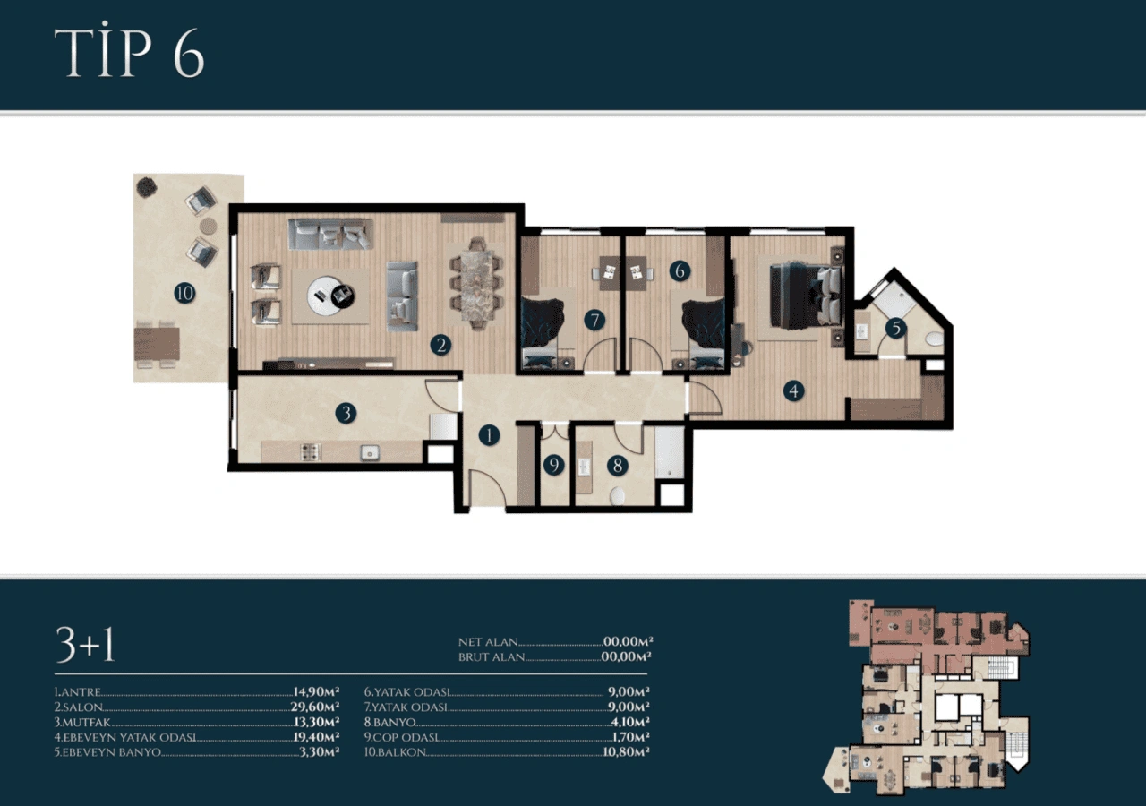 Квартира 3+1 с видами на природу, Измир