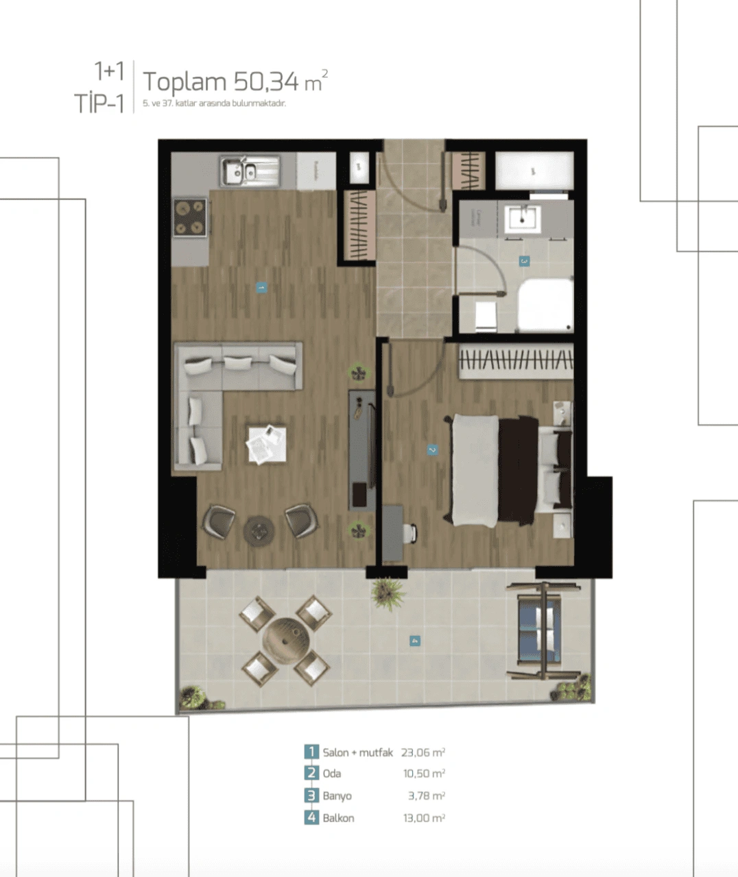 Уютная квартира 1+1 в сердце Измира