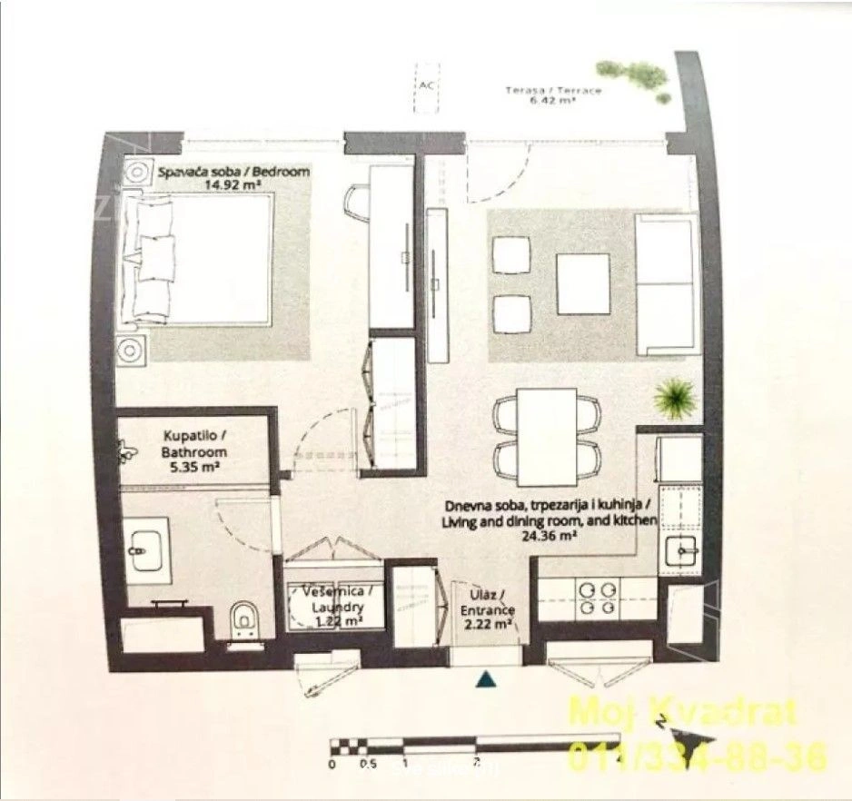 Квартира 1+1 в престижном комплексе в Белграде, Сербия