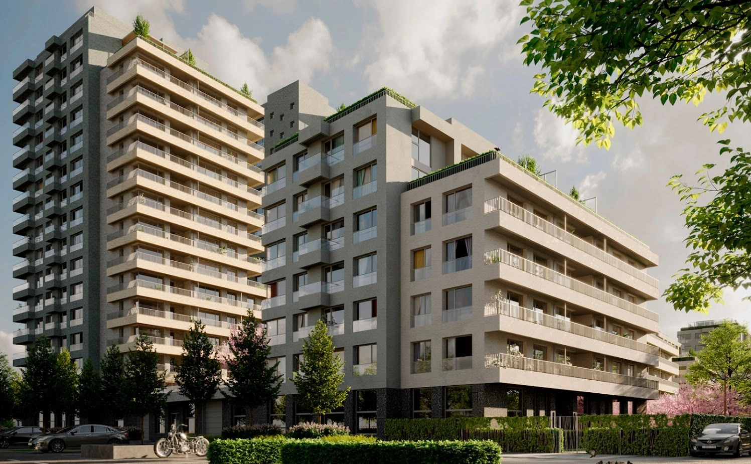 Жилой комплекс представляет собой ансамбль из 11 зданий