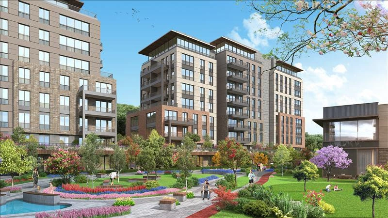 Апартаменты в жилом комплексе с бассейном и зелёными зонами в Стамбуле, Турция