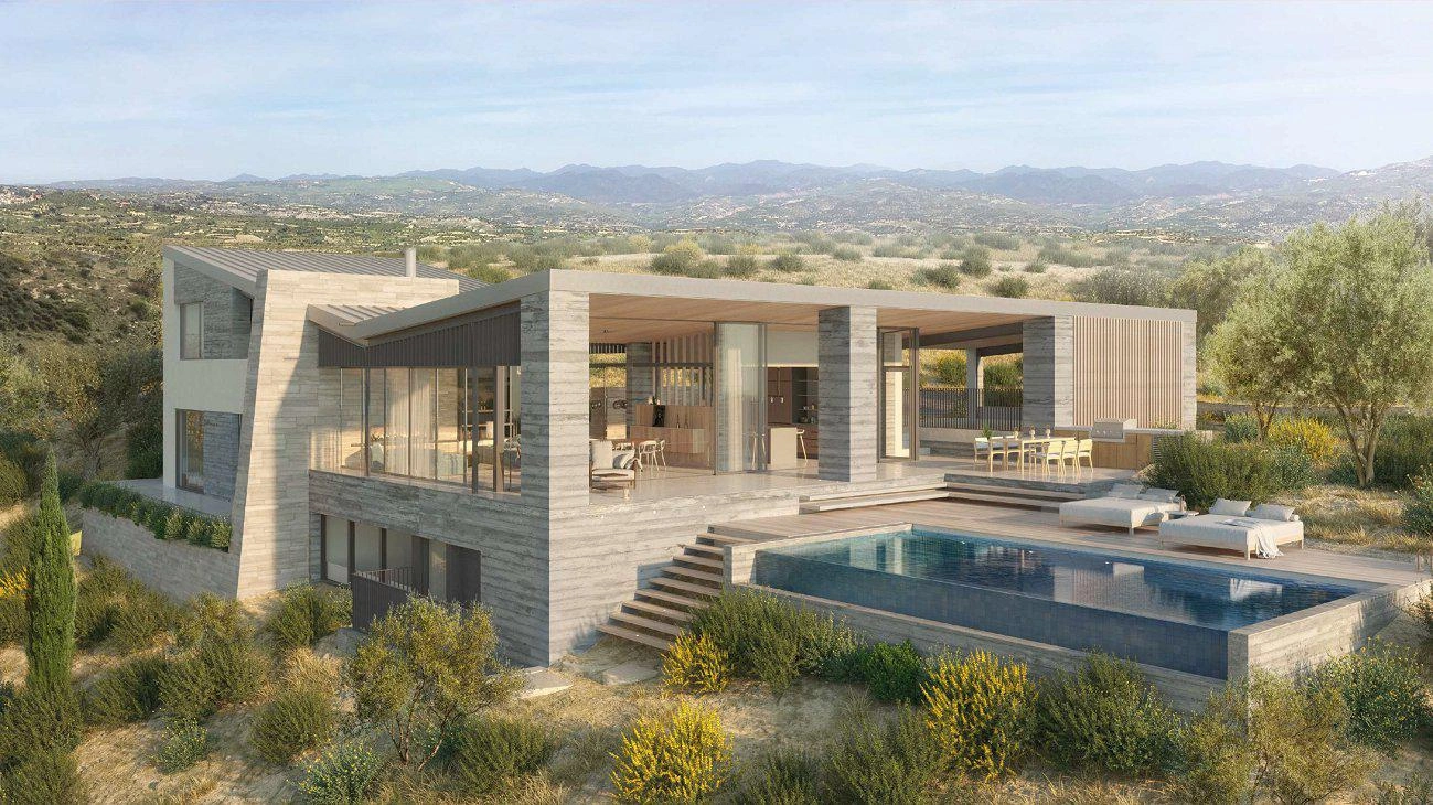 Виллы в большом жилом комплексе в Пафосе, на Кипре