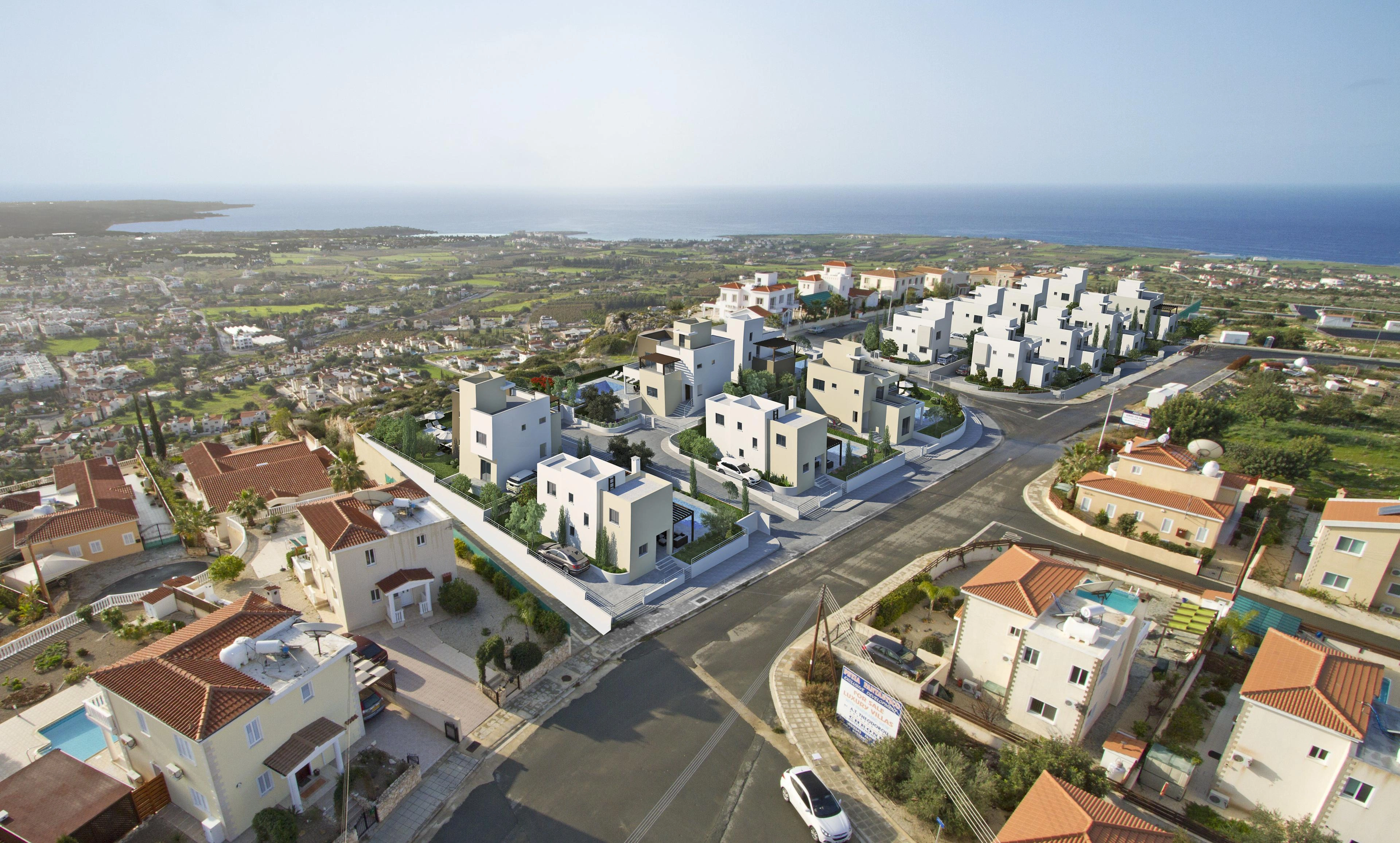 Виллы с бассейнами и панорамным видом на море в Пафосе, Кипр