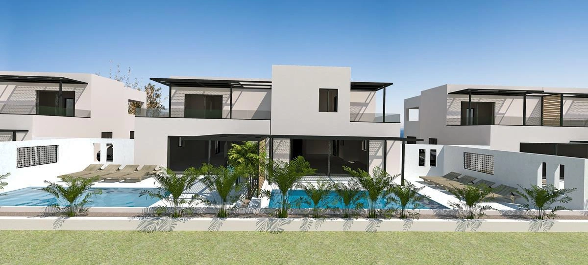 Виллы в новом жилом комплексе на первой линии побережья на Крите, Греция