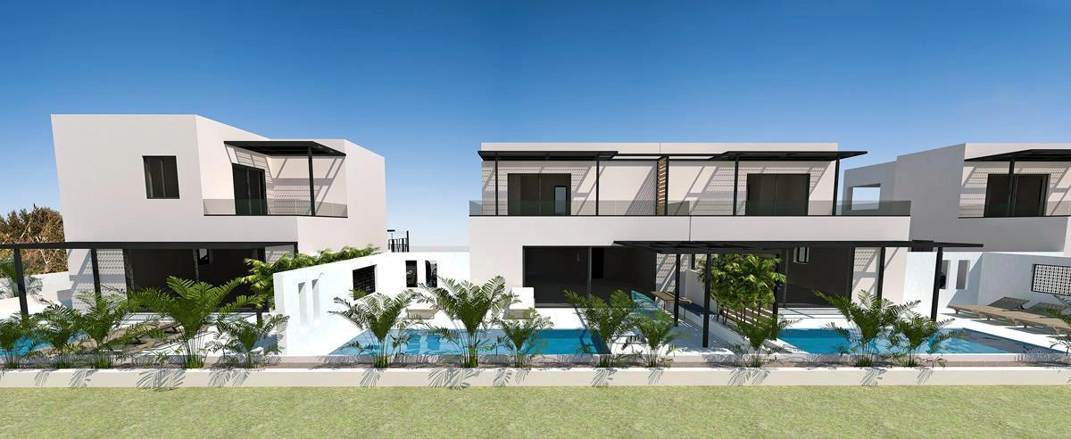 Виллы в новом жилом комплексе на первой линии побережья на Крите, Греция