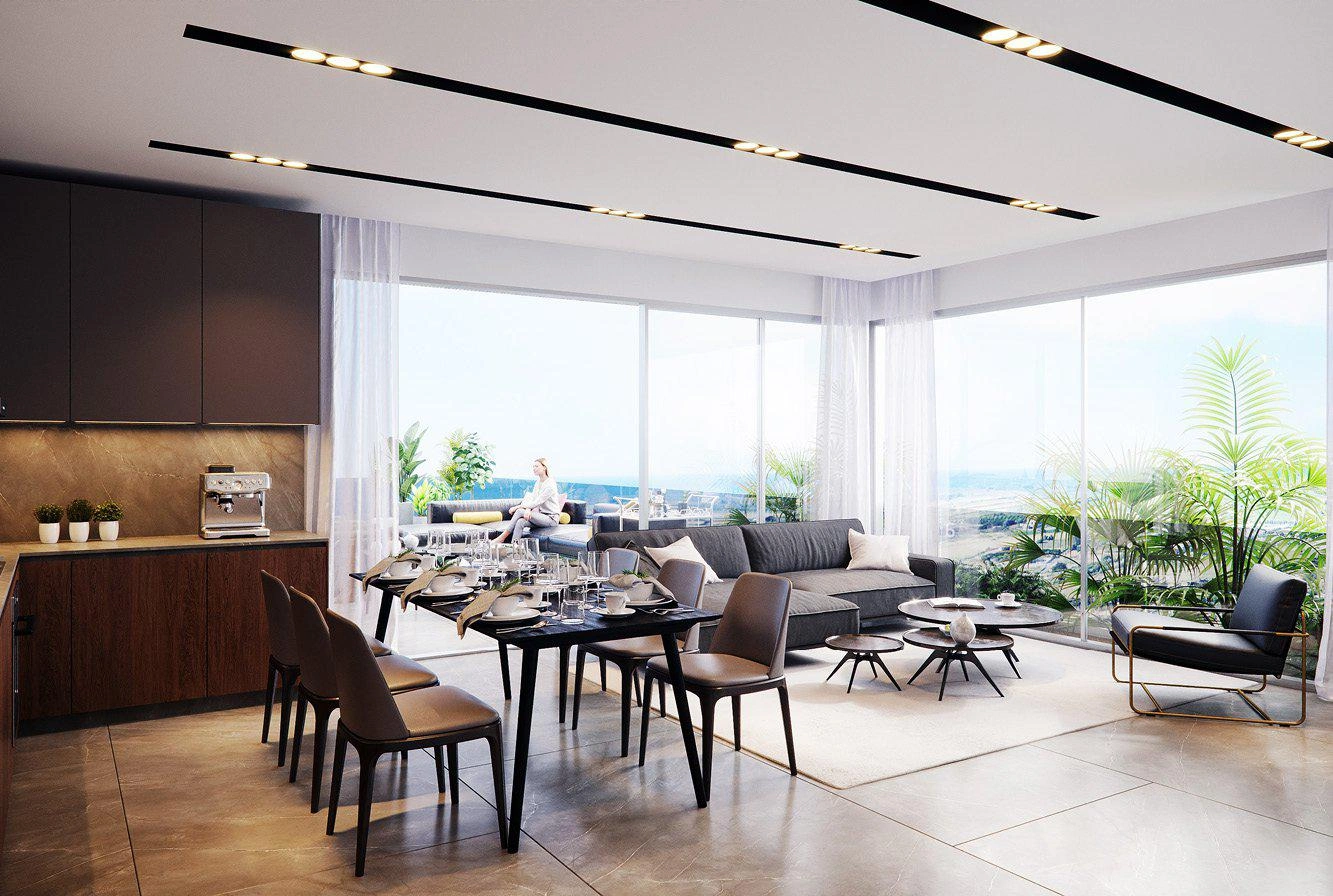 Апартаменты в новом жилом комплексе рядом с пляжем Mackenzie в Ларнаке, на Кипре