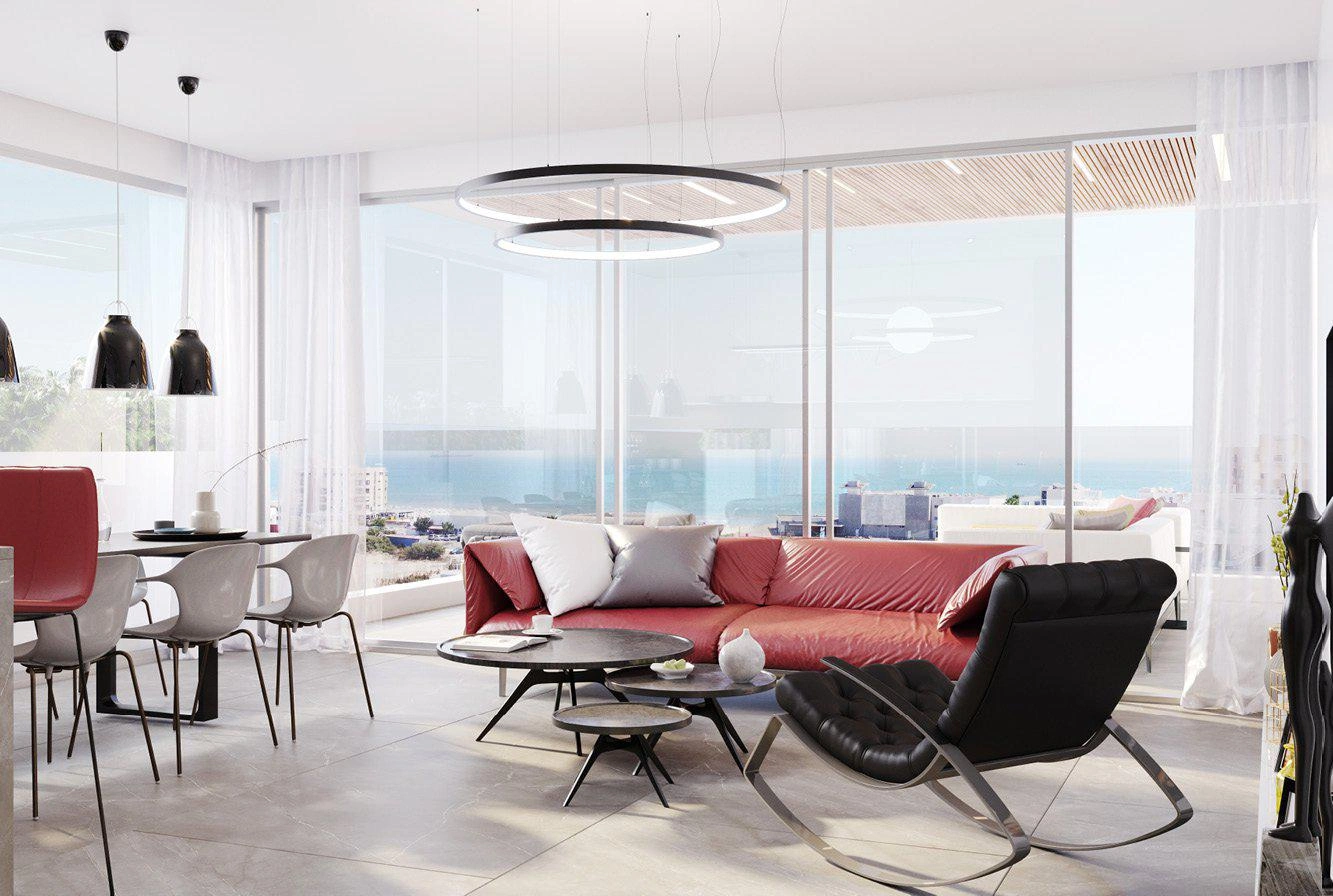 Апартаменты в новом жилом комплексе рядом с пляжем Mackenzie в Ларнаке, на Кипре