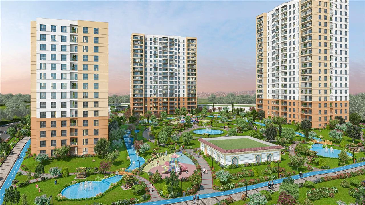 Квартиры в жилом комплексе со зелёными зонами и бассейном в Стамбуле, Турция