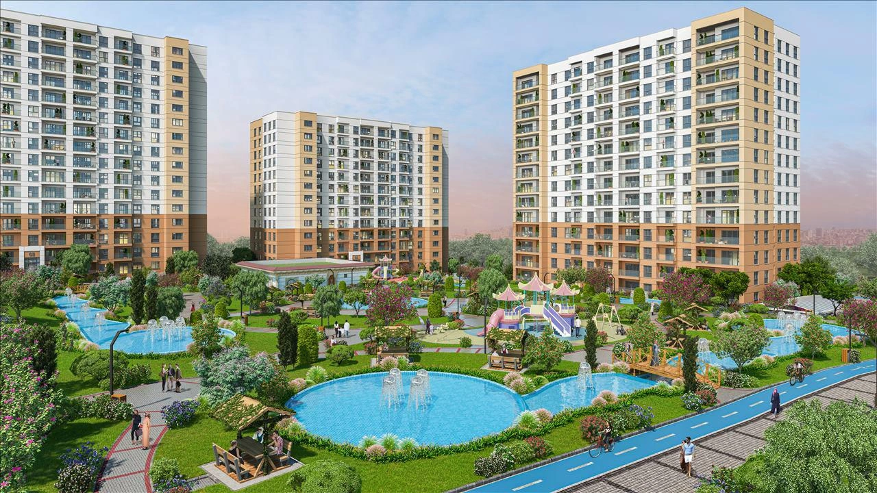 Квартиры в жилом комплексе со зелёными зонами и бассейном в Стамбуле, Турция