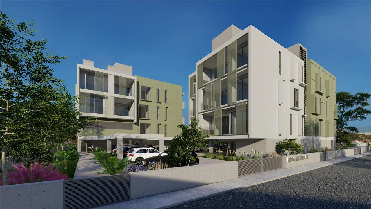 Квартиры в малоэтажном жилом комплексе с общим бассейном в Пафосе, Кипр