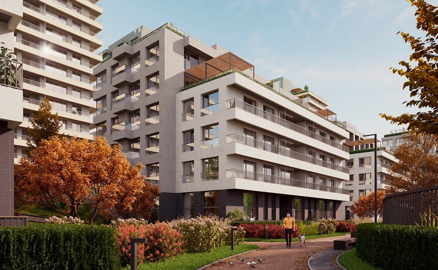 Жилой комплекс представляет собой ансамбль из 11 зданий