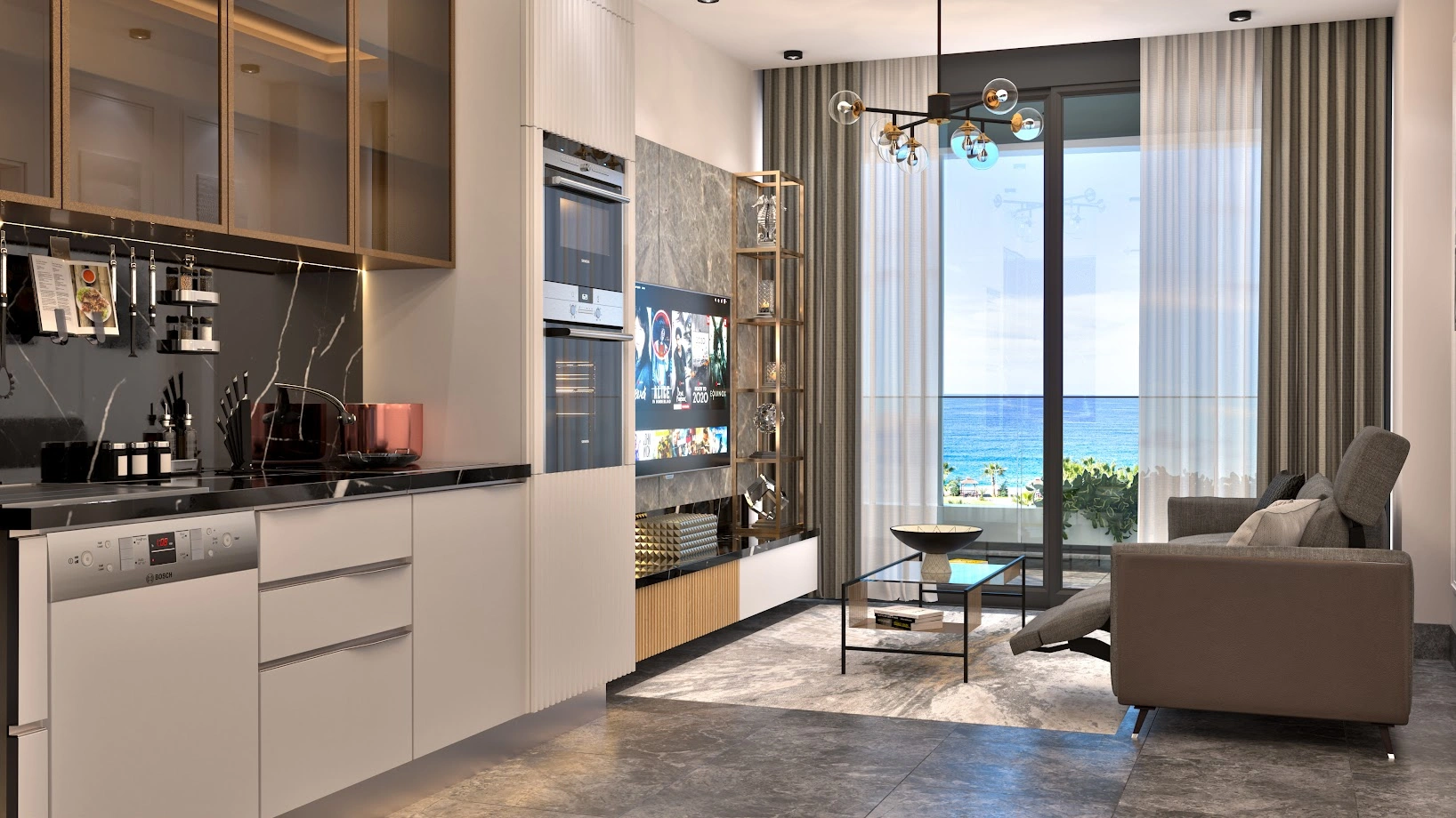 Апартаменты с высокими потолками в Аланье, Турция