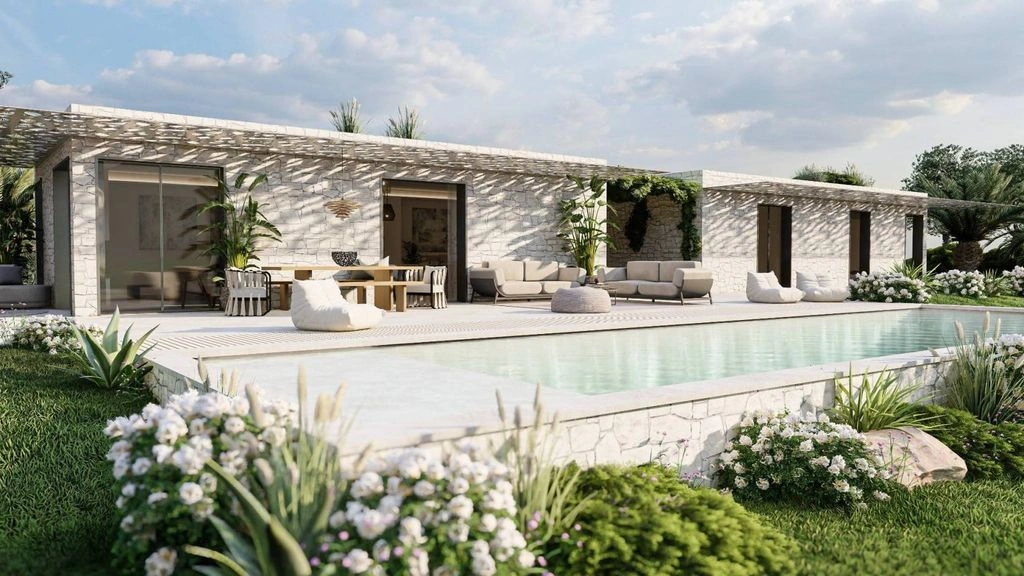 Участок с одобренным проектом для виллы с бассейном в Бордигере, Италия