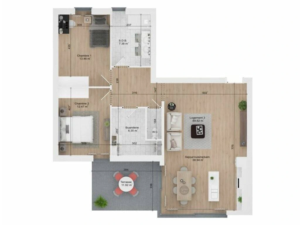 Beautiful apartment 90 m2 with 1 bathroom in Namur, Belgium