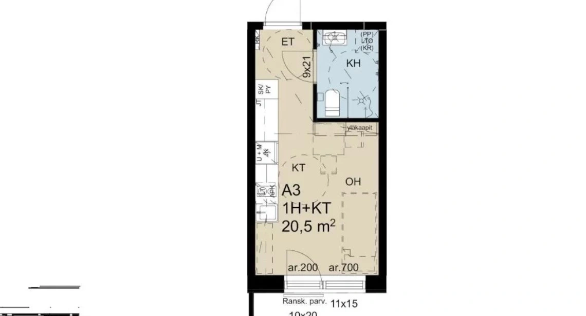 Уютная квартира 1+1 в Лаппеэнранте, Финляндия