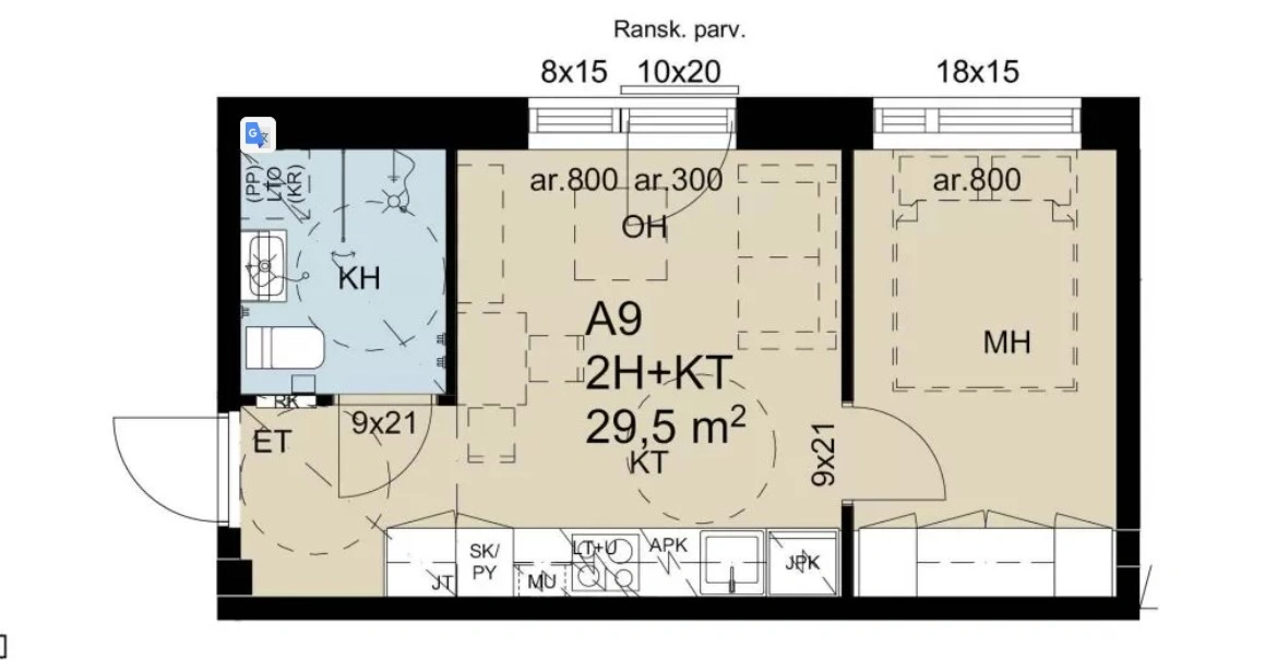 Уютная квартира 29 м² в Лаппеэнранте, Финляндия
