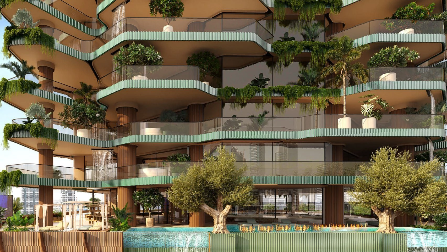 Новые жилые комплексы на берегу канала в Дубае