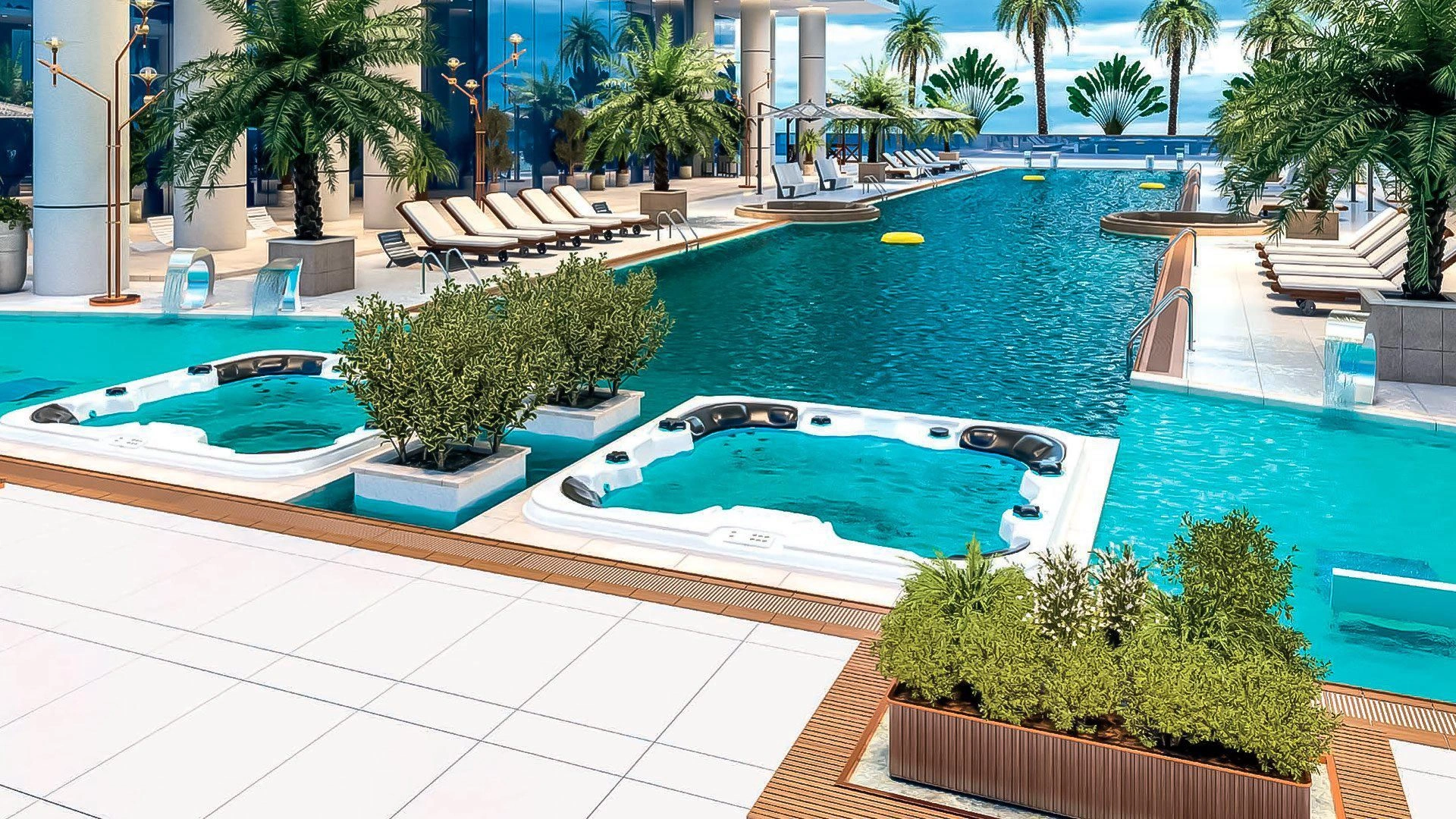 Великолепный жилой комплекс с бассейнами и мини-гольфом в Дубае