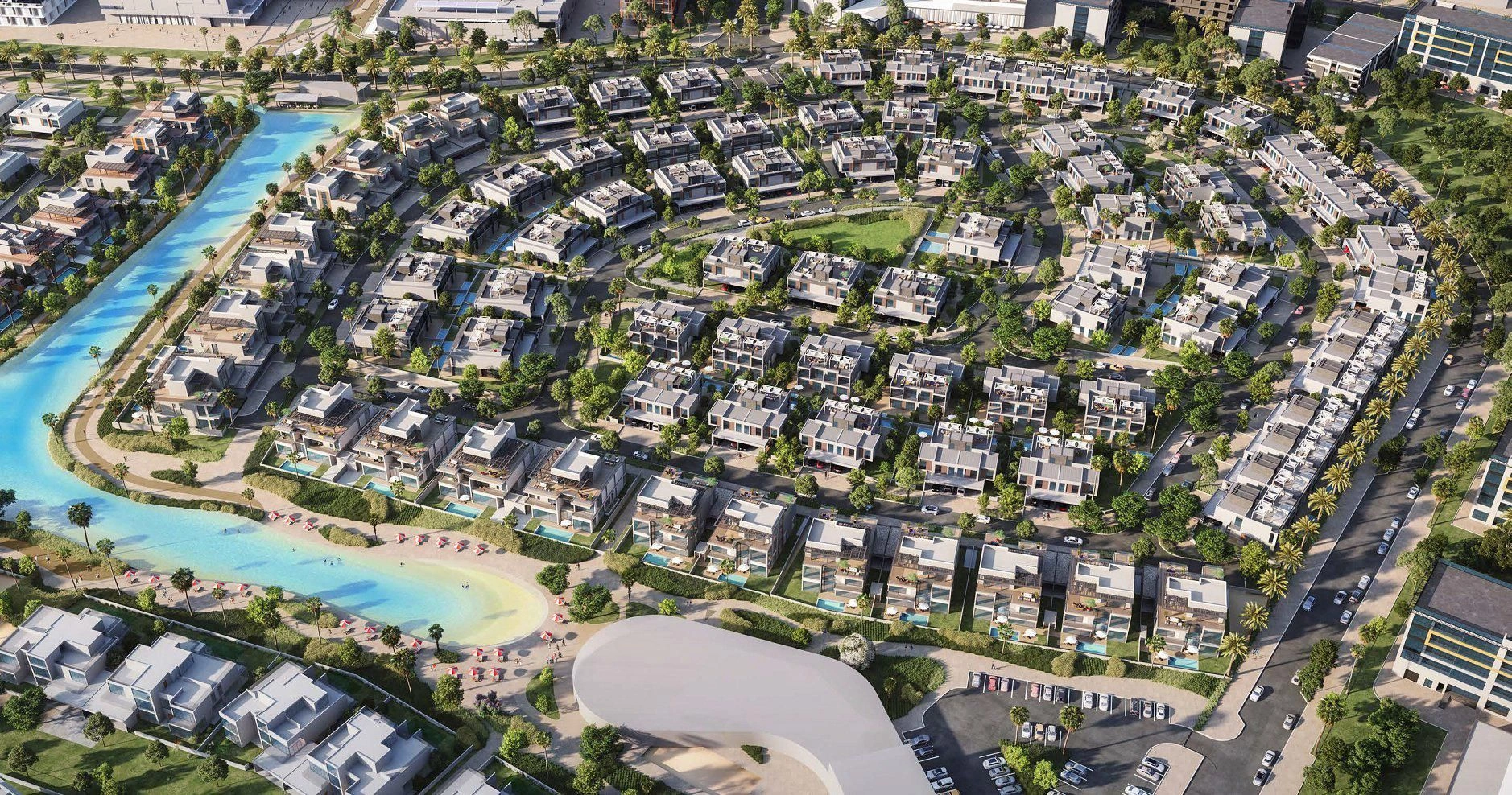 Комплекс роскошных вилл с лагунами, пляжами и торговым центром в Дубае