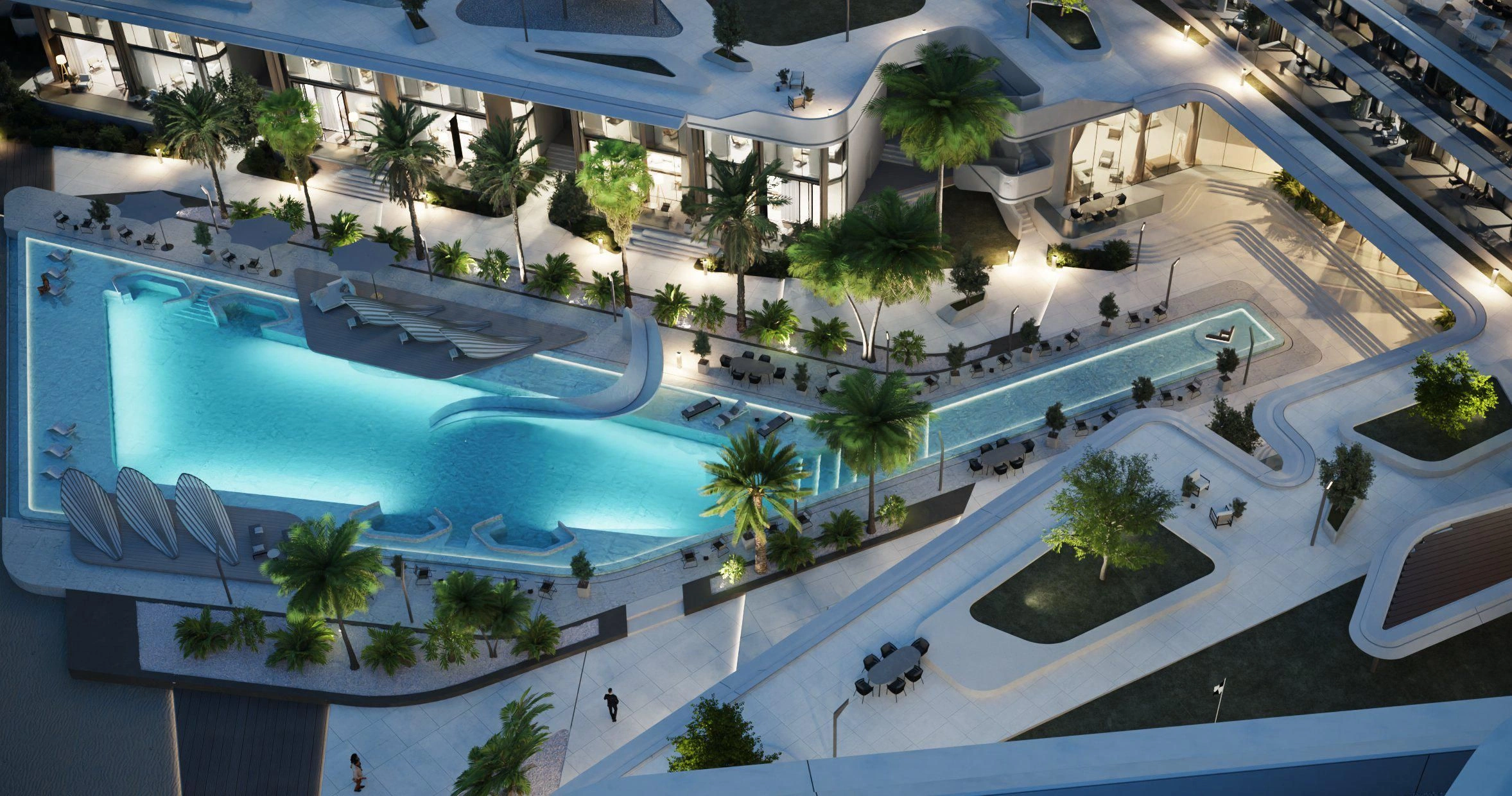 Современный комплекс с частным пляжем в Рас-эль-Хайме