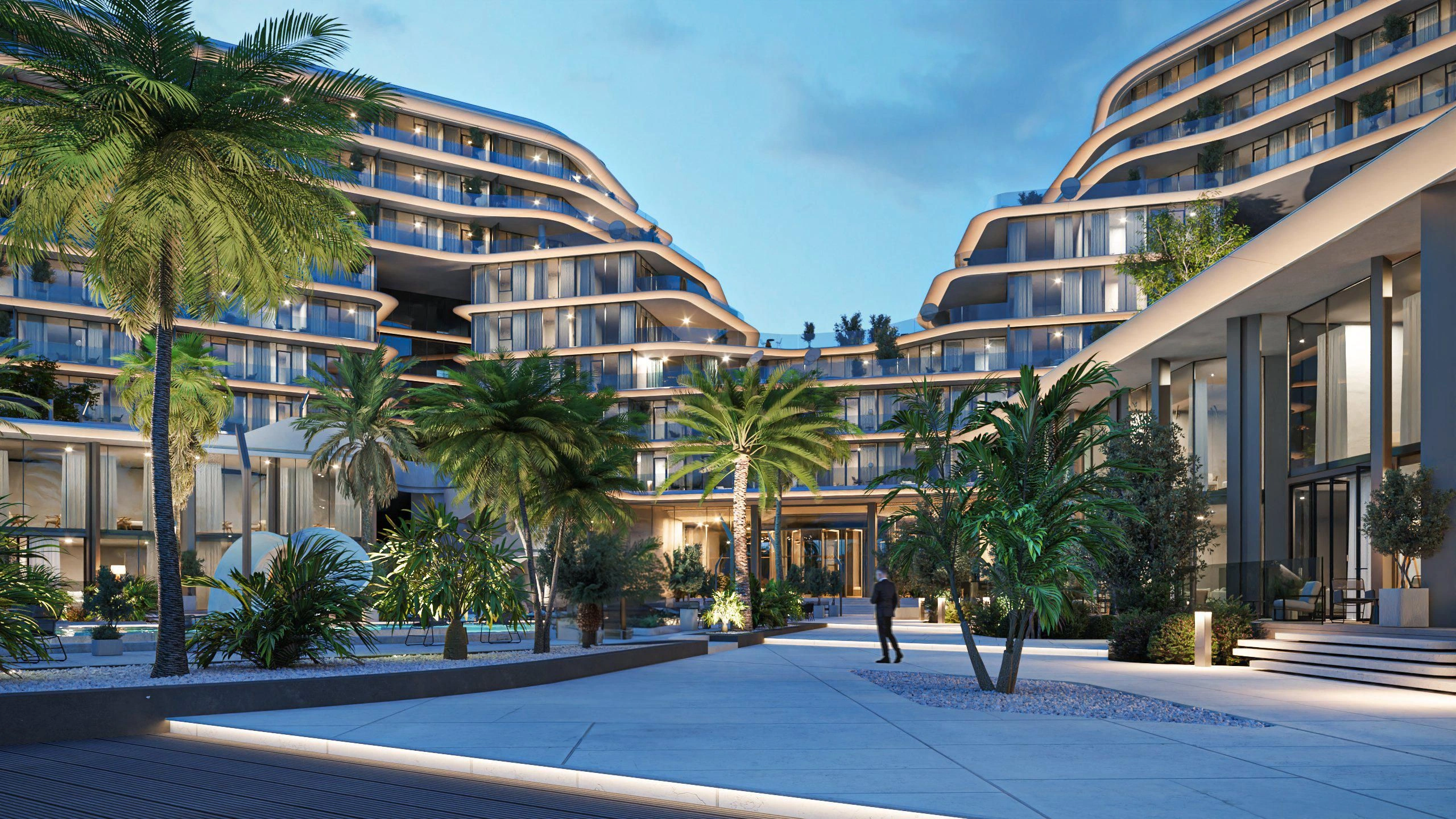 Современный комплекс с частным пляжем в Рас-эль-Хайме