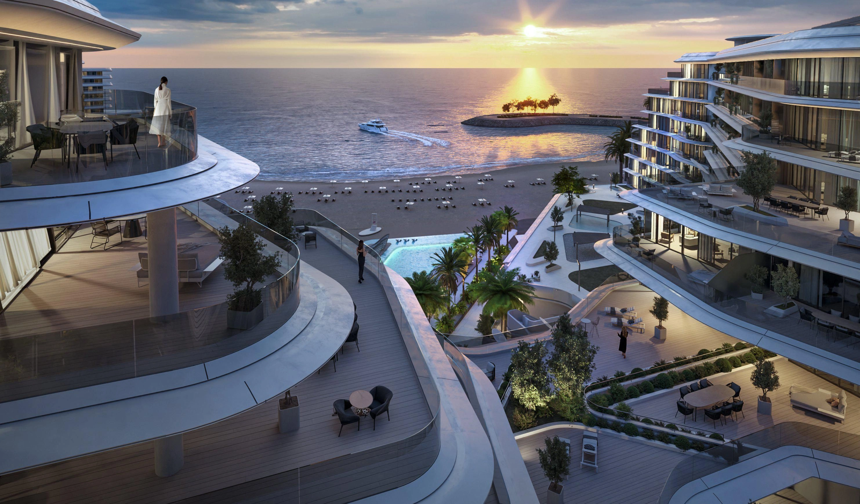 Современный комплекс с частным пляжем в Рас-эль-Хайме