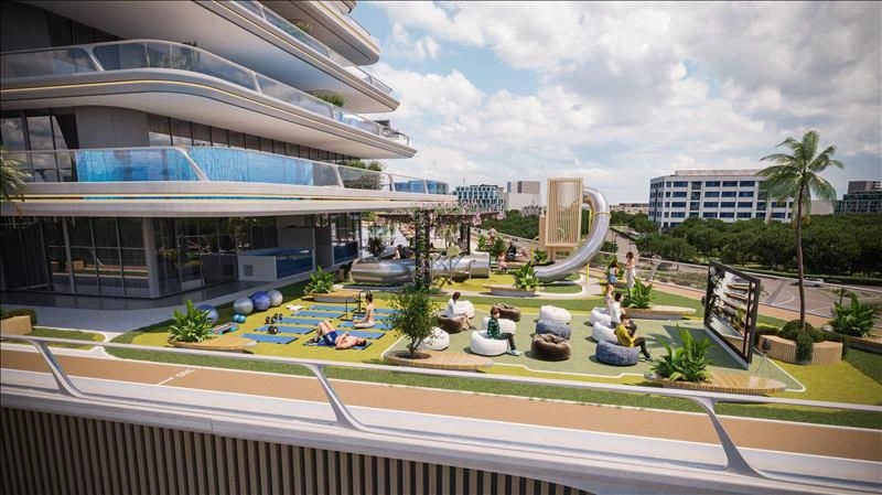 Современный жилой комплекс рядом с гольф-клубом в Дубае