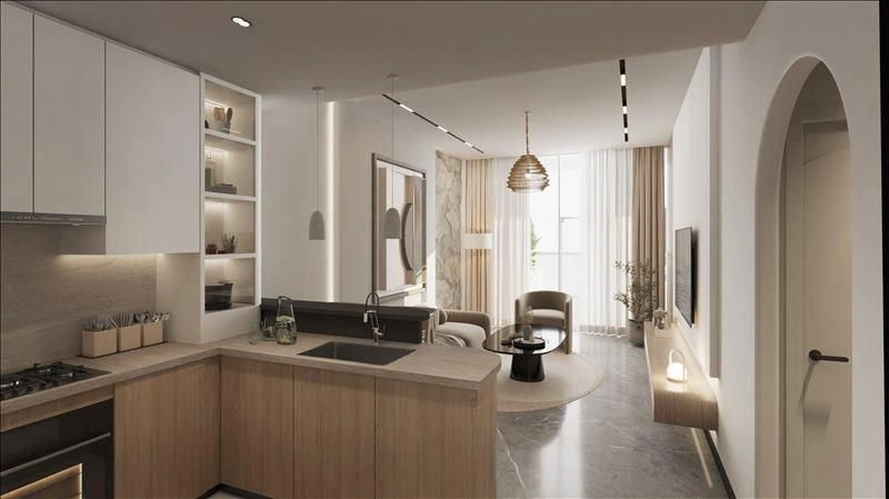 Современный жилой комплекс с видом на Дубай