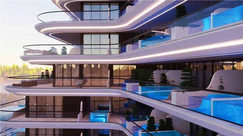 Современный жилой комплекс с видом на Дубай