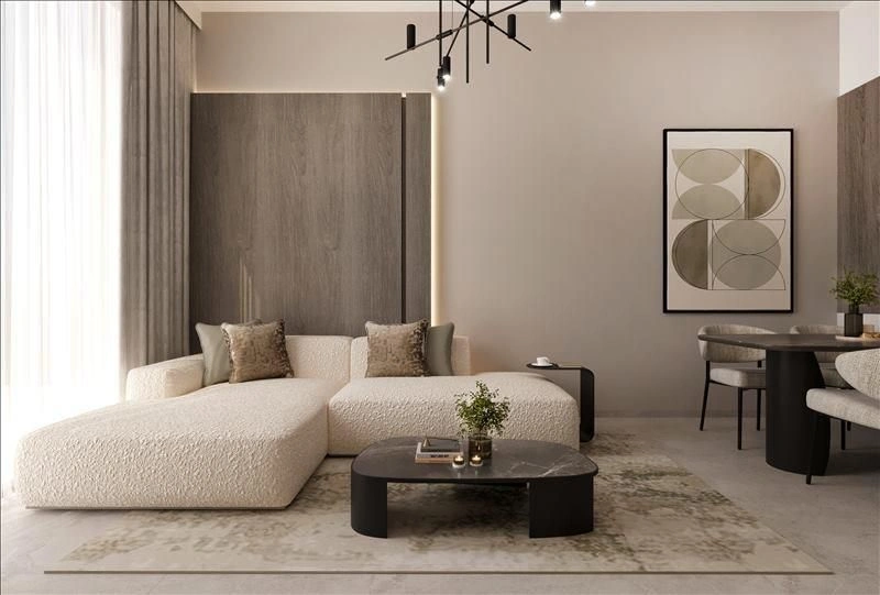 Современный жилой комплекс с бассейном и зонами отдыха в Дубае