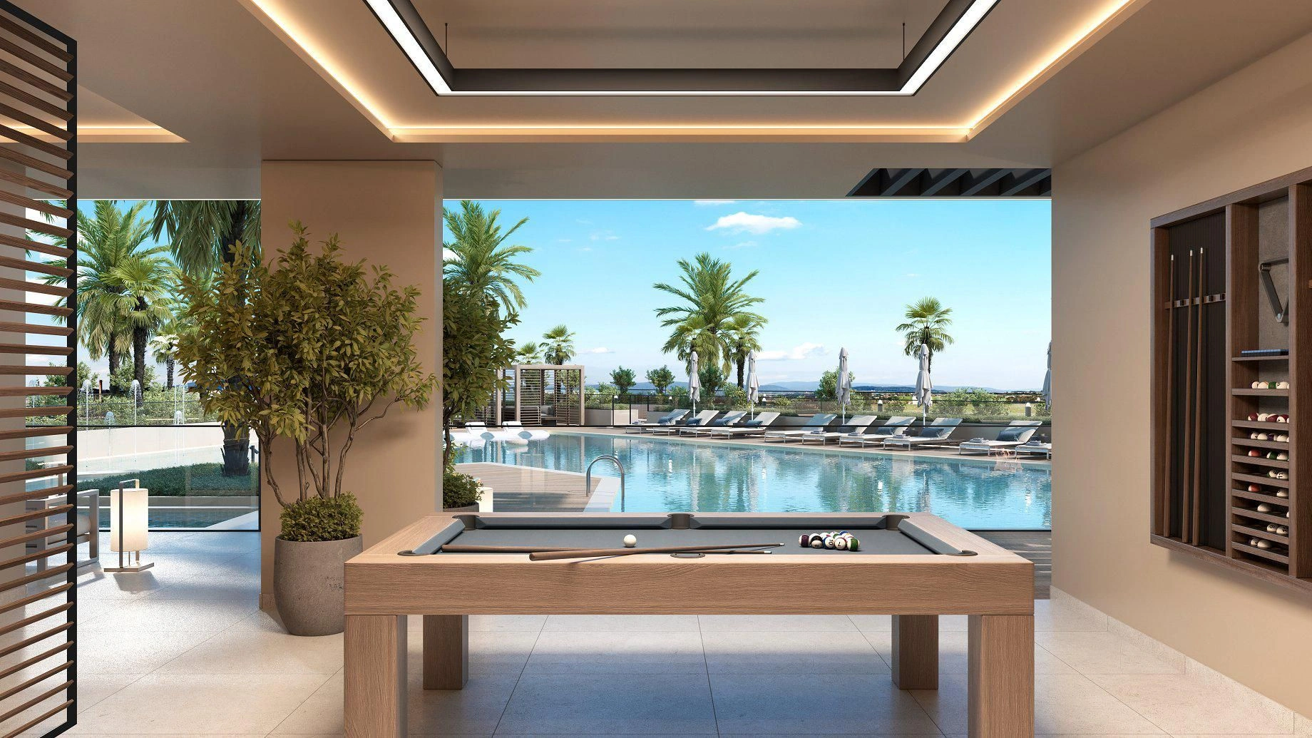 Современный жилой комплекс с плавательным бассейном в Дубае