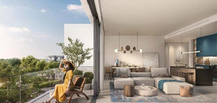 Современный жилой комплекс, окружённый лесом в Дубае