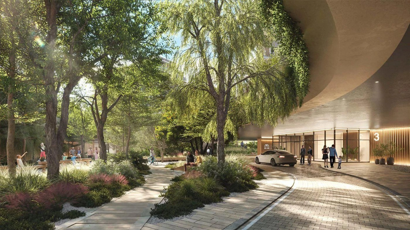 Современный жилой комплекс, окружённый лесом в Дубае