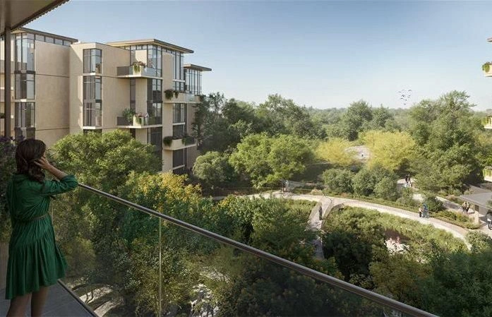 Современный жилой комплекс, окружённый лесом в Дубае