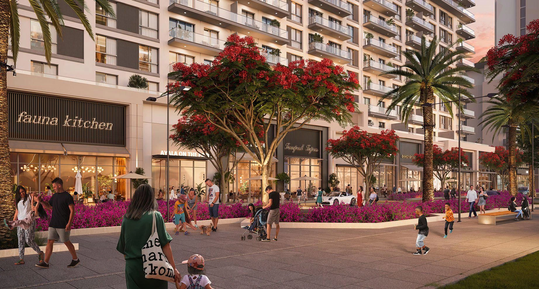 Современный жилой комплекс с видом на большой зеленый парк, Дубай