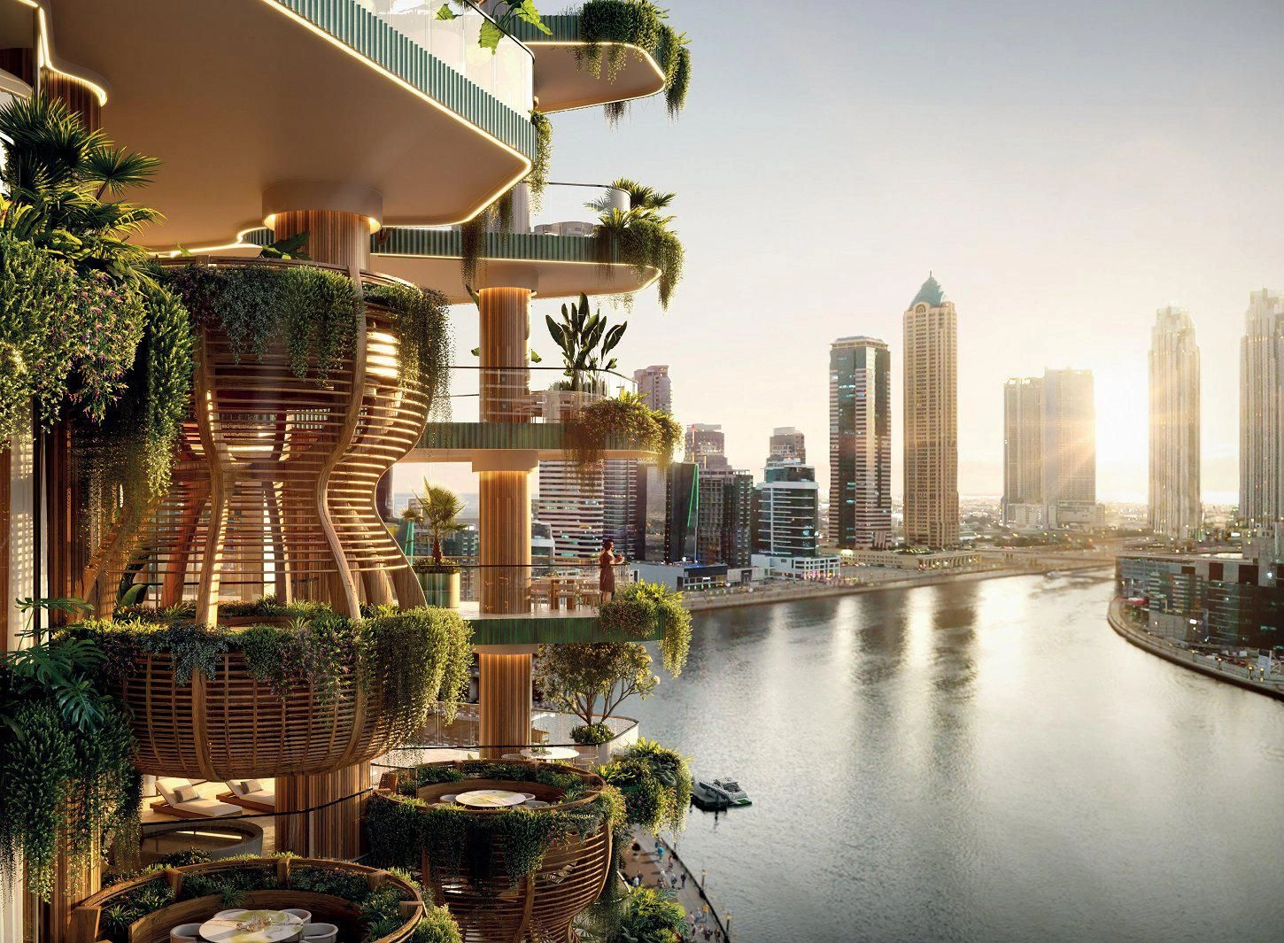 Новый комплекс Eywa на берегу канала с бассейнами, зоной отдыха и водопадами, Business Bay, Дубай, ОАЭ